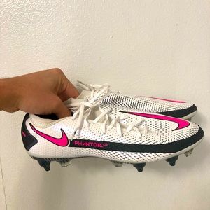 Nike Phantom SG Pink and White Soccer Cleats Anticlog Soleplate